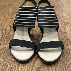 Black Charleston Shoe Co. Striped Mesh heels